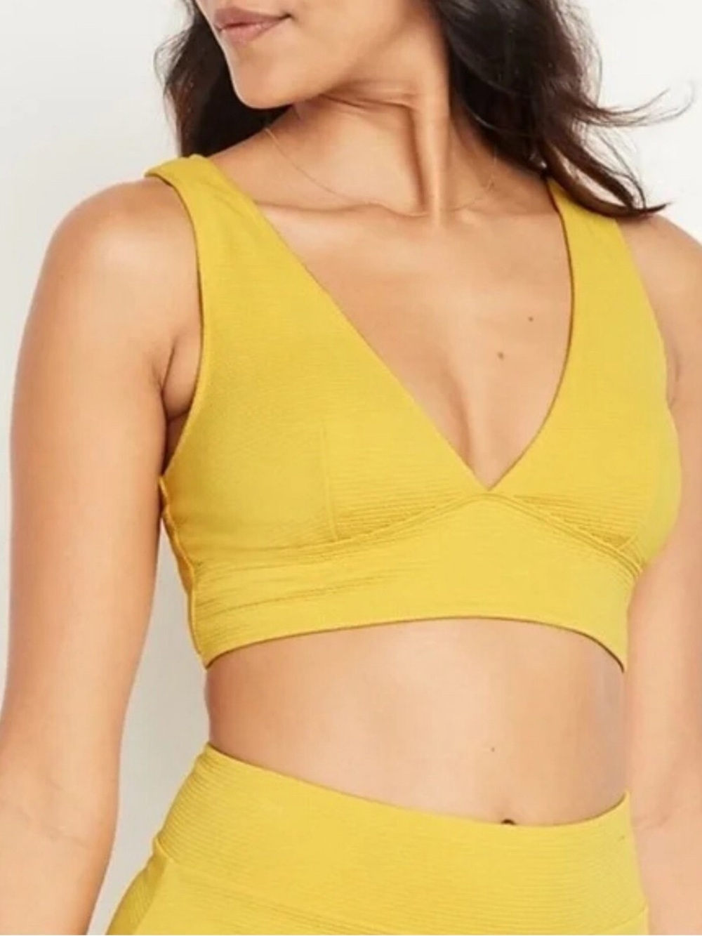 Old Navy Yellow Textured V-Neck Bikini